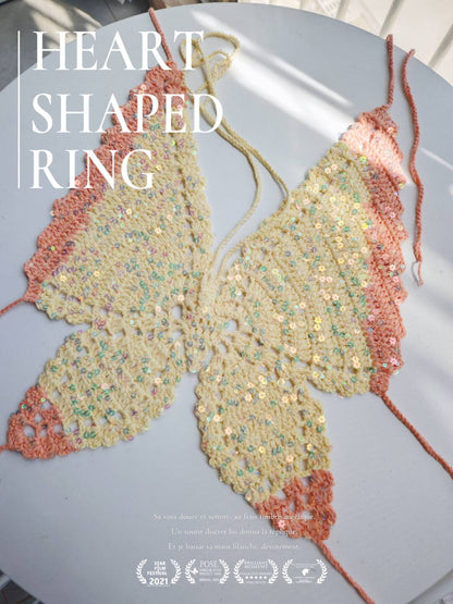Handmade Crochet Sequins Butterfly Crop Top
