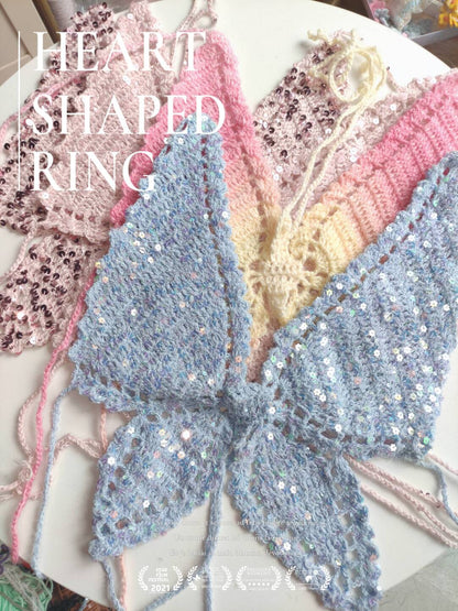 Handmade Crochet Sequins Butterfly Crop Top
