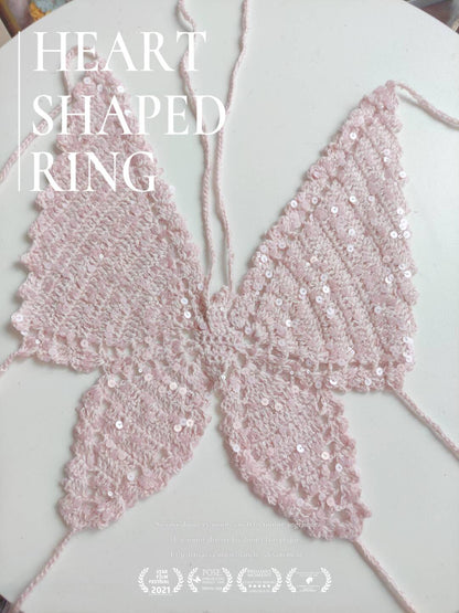 Handmade Crochet Sequins Butterfly Crop Top