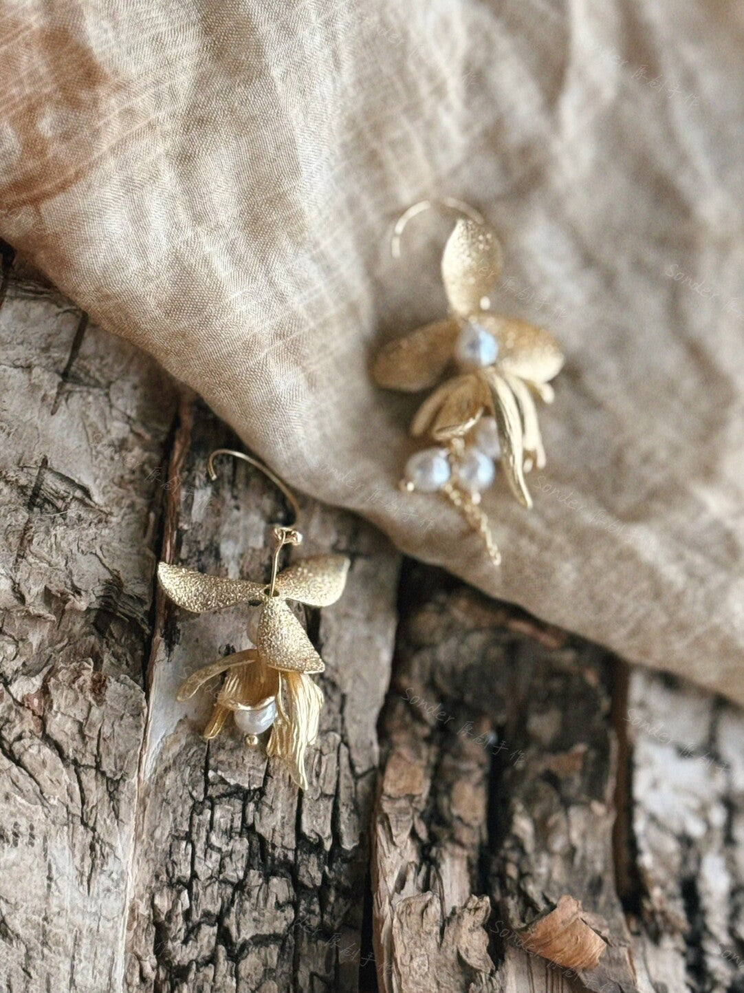 Handmade Floral Freshwater Pearl Earrings