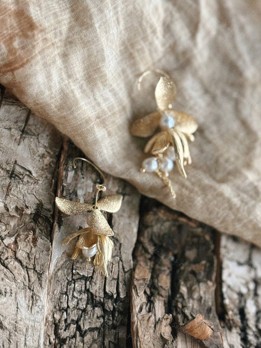Handmade Floral Freshwater Pearl Earrings