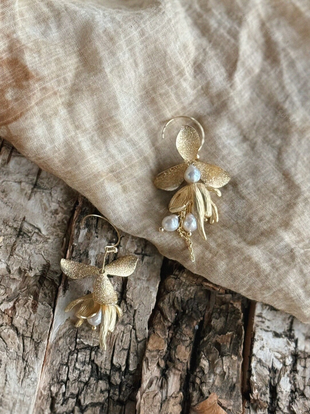 Handmade Floral Freshwater Pearl Earrings