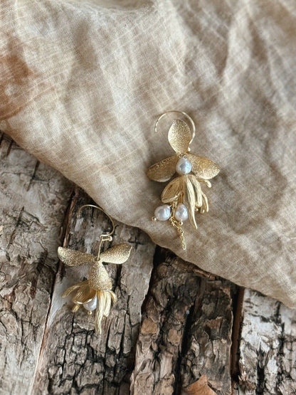 Handmade Floral Freshwater Pearl Earrings