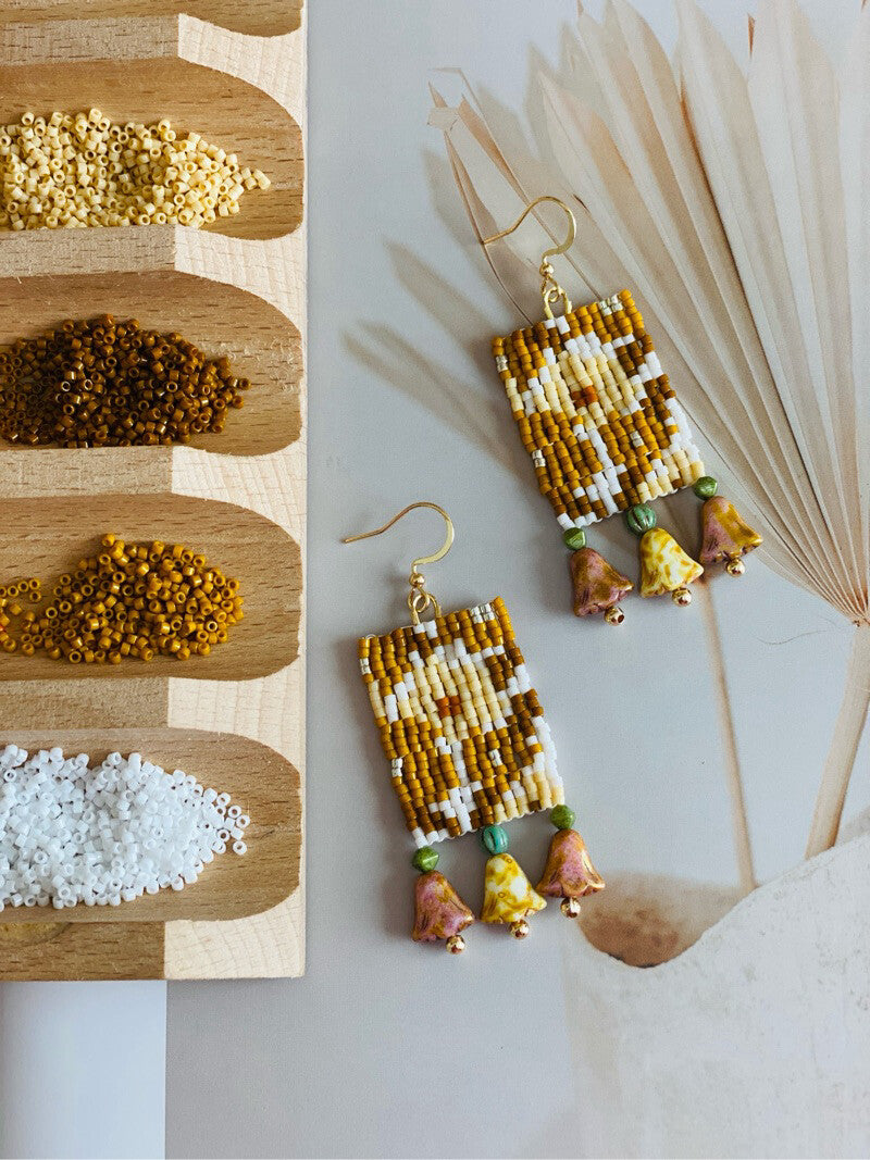 Handmade Flower MIYUKI Beaded Earrings