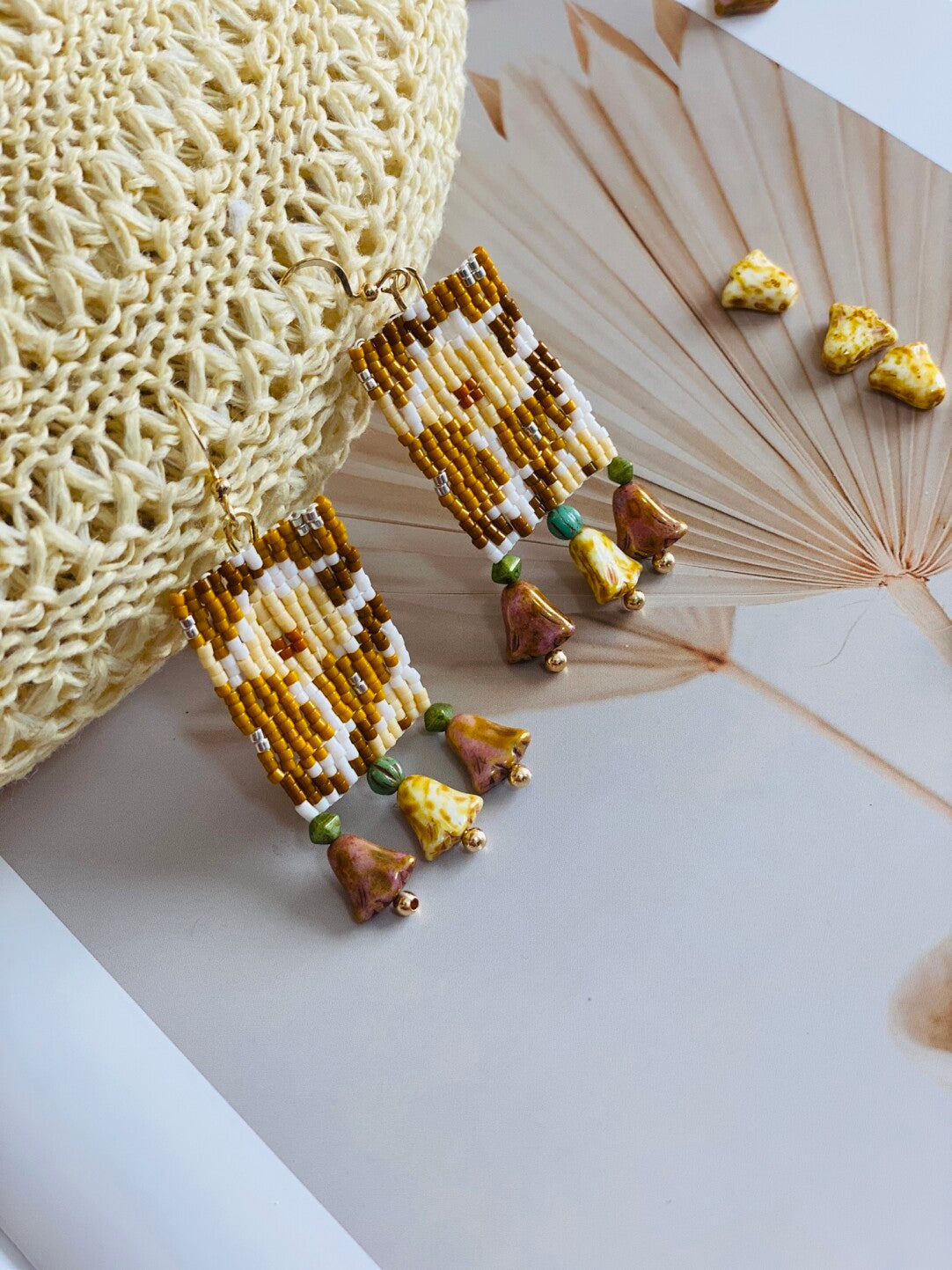 Handmade Flower MIYUKI Beaded Earrings