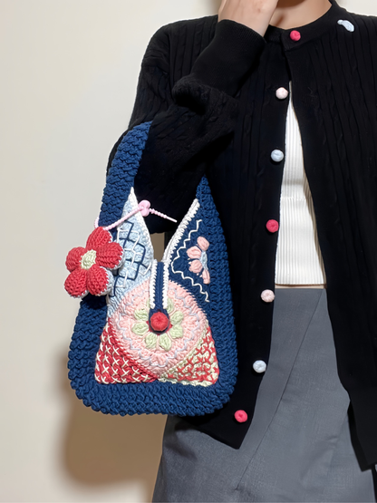 Handmade Flowers Knitted Bag