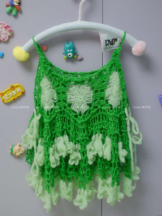 Handmade Fruit Series Green Apple Crochet Top