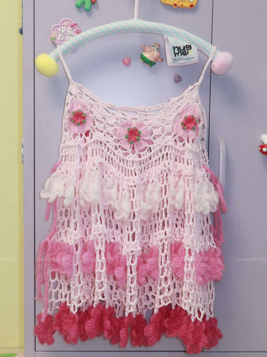 Handmade Fruit Series Strawberry Crochet Top