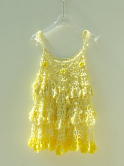 Handmade Fruit Series Yellow Cake Crochet Top