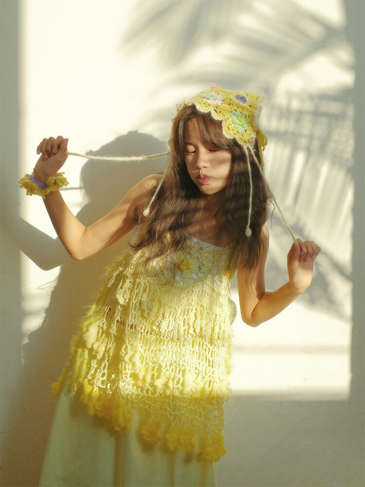 Handmade Fruit Series Yellow Cake Crochet Top