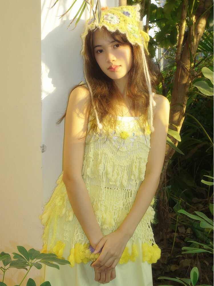 Handmade Fruit Series Yellow Cake Crochet Top