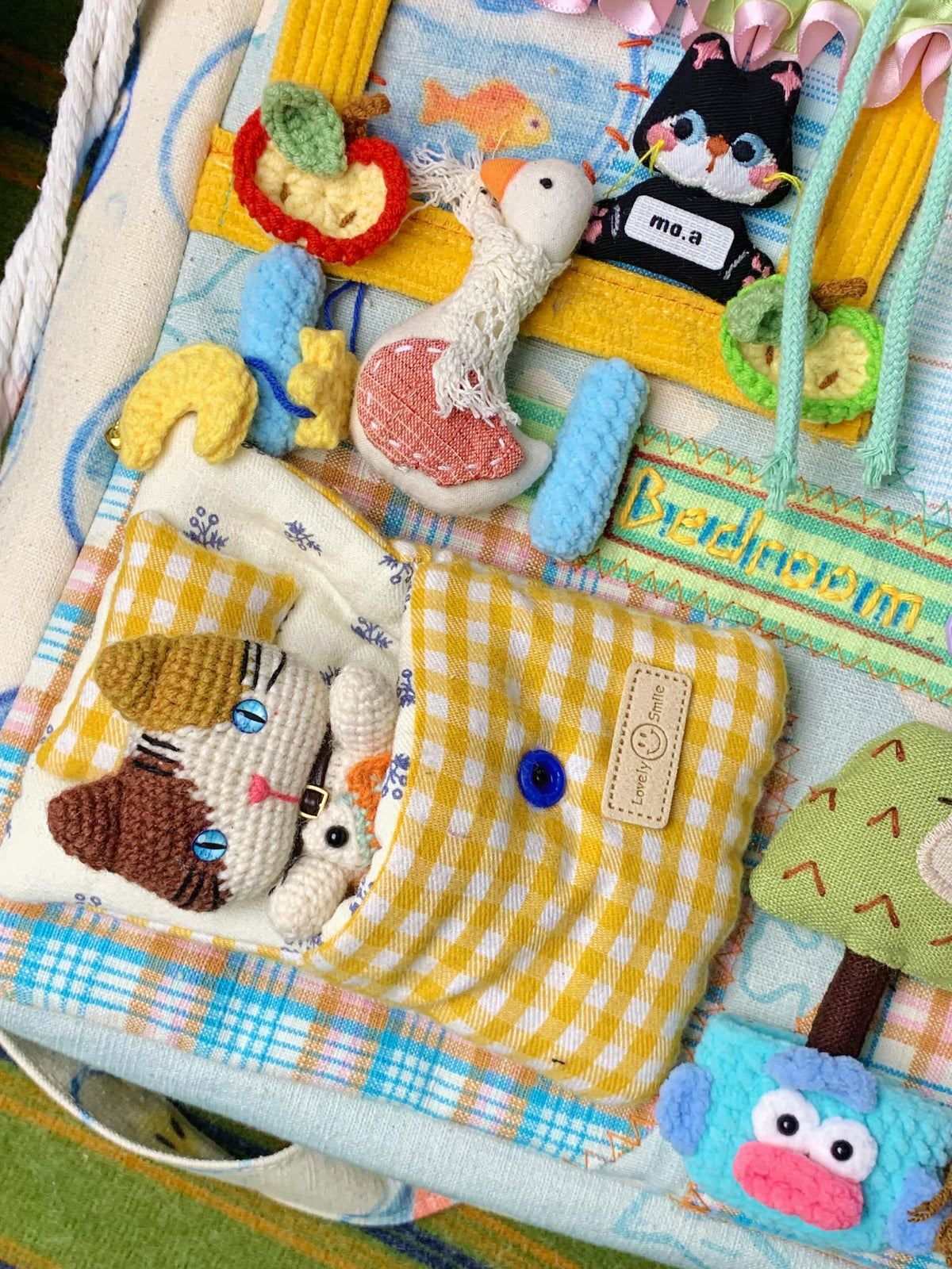 Handmade Kitten's Holiday Fabric Bag