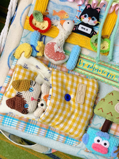 Handmade Kitten's Holiday Fabric Bag