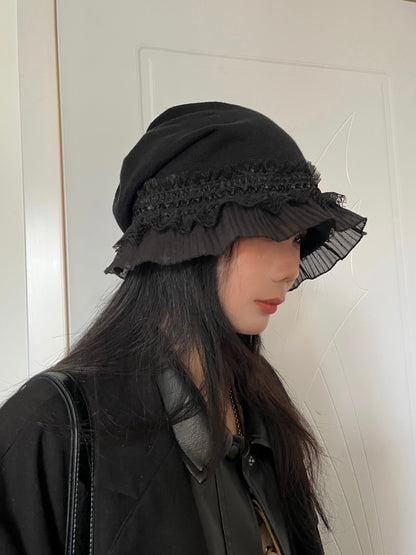 Handmade Lace Ruffle Beanie