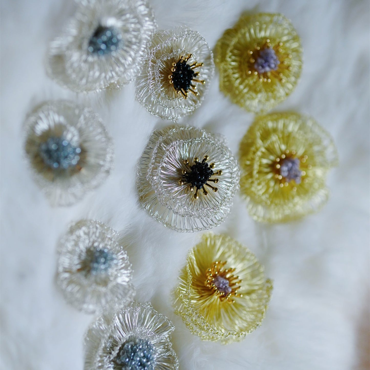 Handmade Metal Woven Flower Earrings