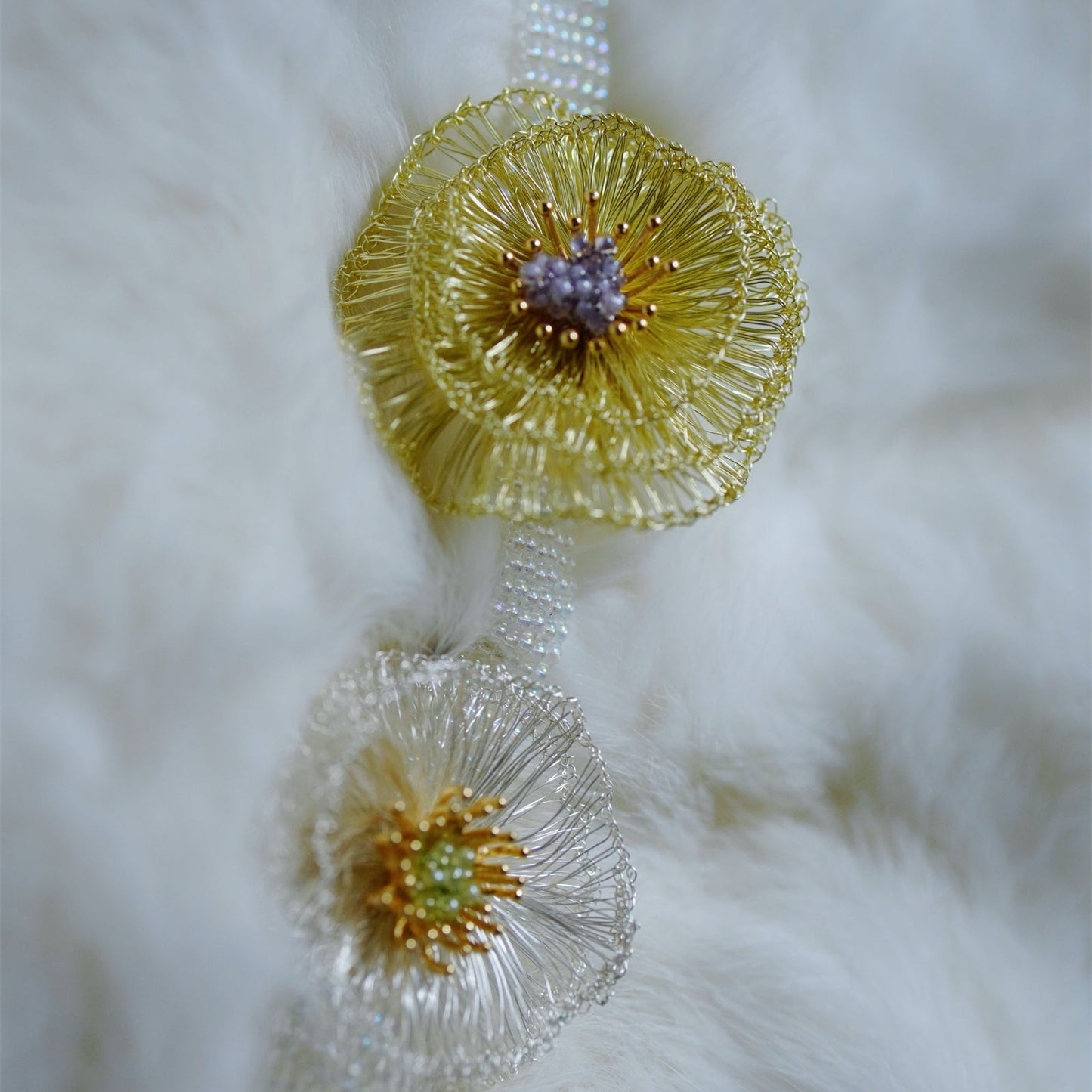 Handmade Metal Woven Flower Earrings