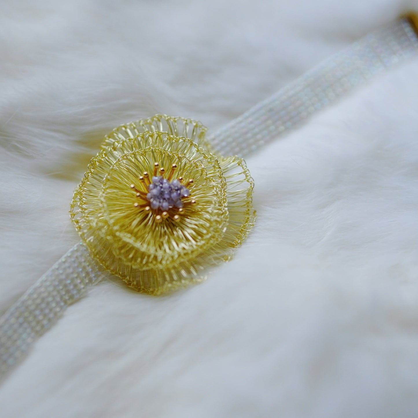 Handmade Metal Woven Flower Earrings