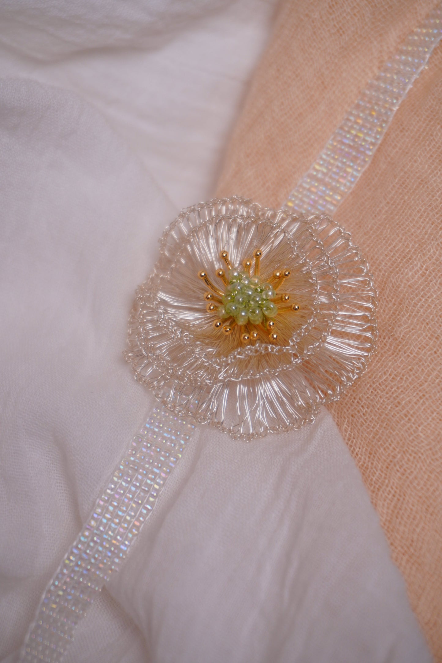 Handmade Metal Woven Flower Earrings