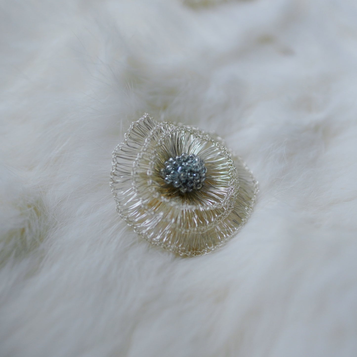 Handmade Metal Woven Flower Earrings