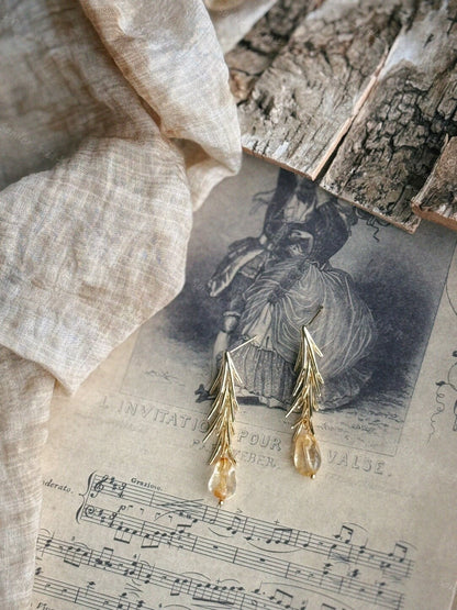 Handmade Pine Citrine Earrings
