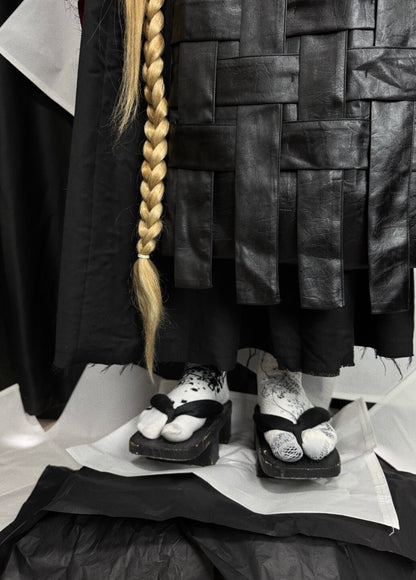 Handmade Pink Black Satin Woven Shoulder Bag