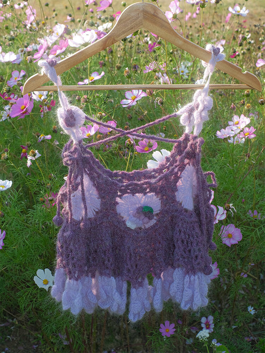 Handmade Purple Grape Floral Crochet Top