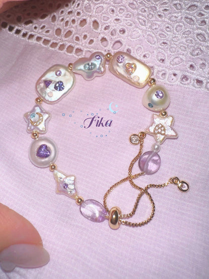 Handmade Purple Wish Star Beaded Bracelet