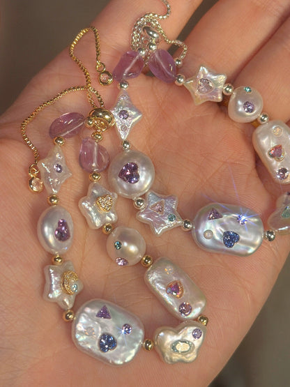 Handmade Purple Wish Star Beaded Bracelet