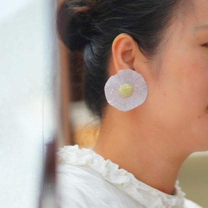Handmade Seed Beaded Flower Earrings