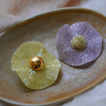 Handmade Seed Beaded Flower Earrings