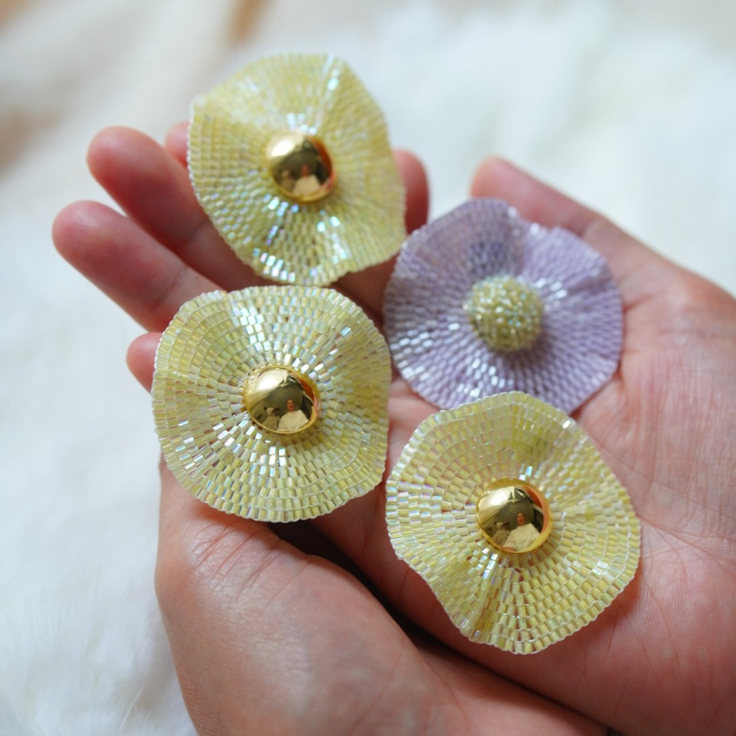 Handmade Seed Beaded Flower Earrings