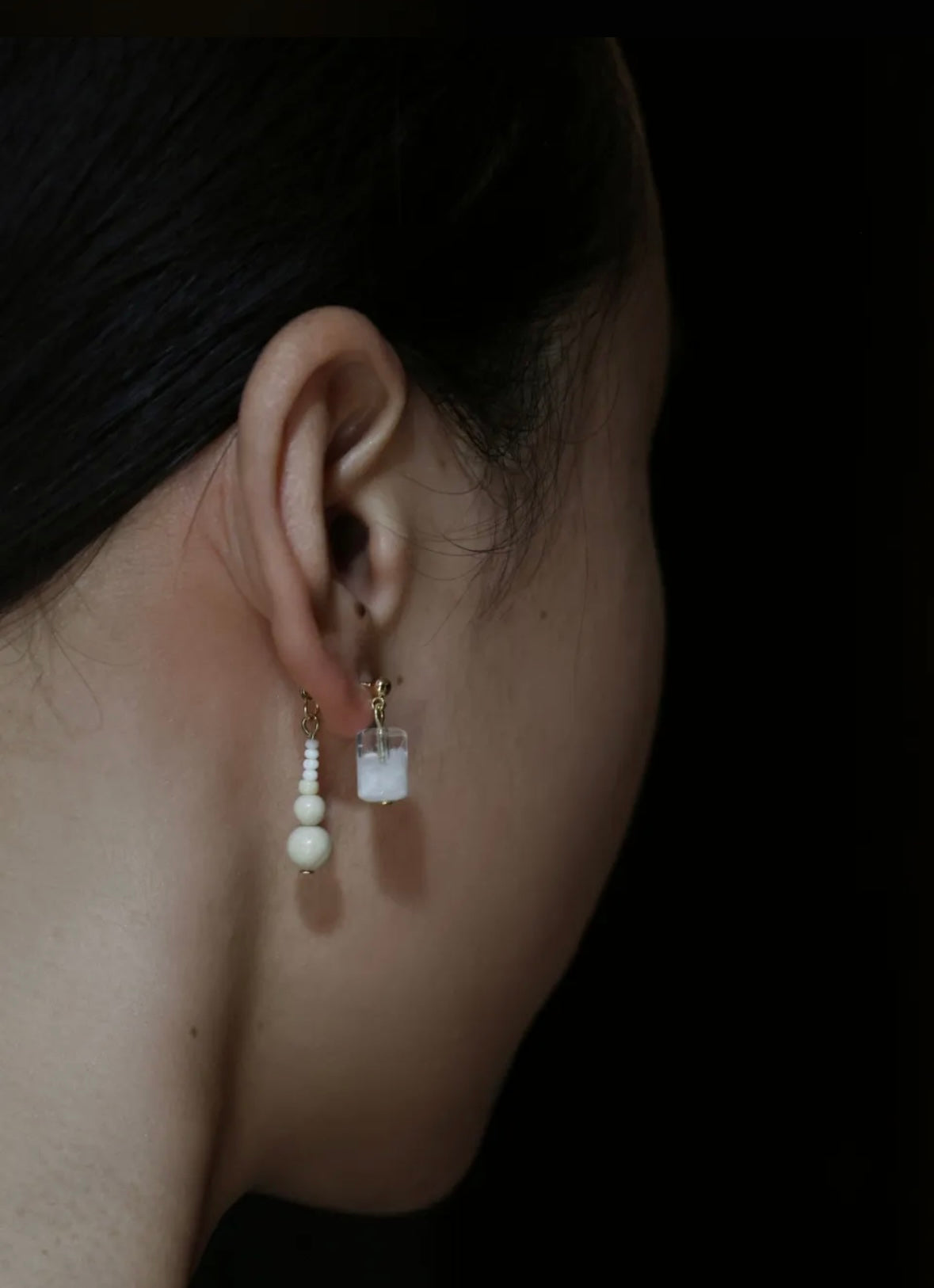 Handmade Snow Beaded Earrings