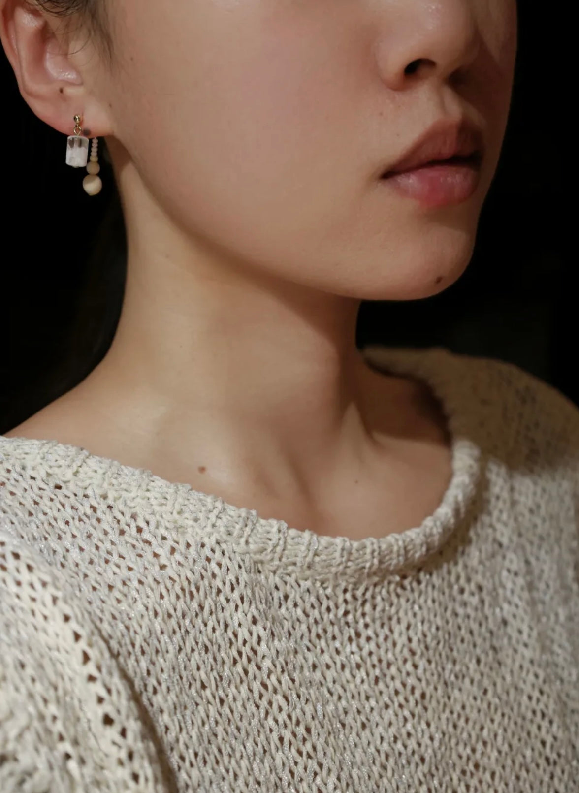 Handmade Snow Beaded Earrings