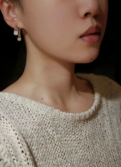 Handmade Snow Beaded Earrings