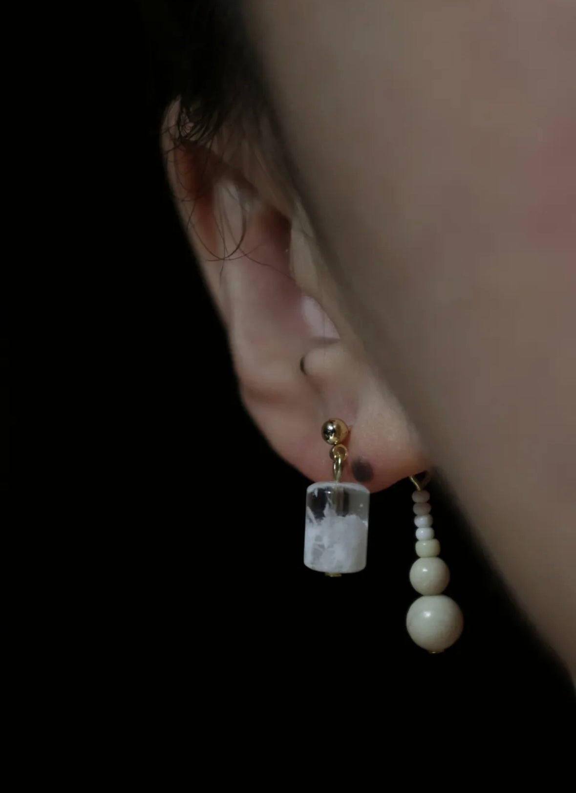 Handmade Snow Beaded Earrings