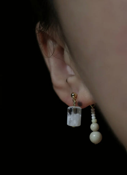 Handmade Snow Beaded Earrings