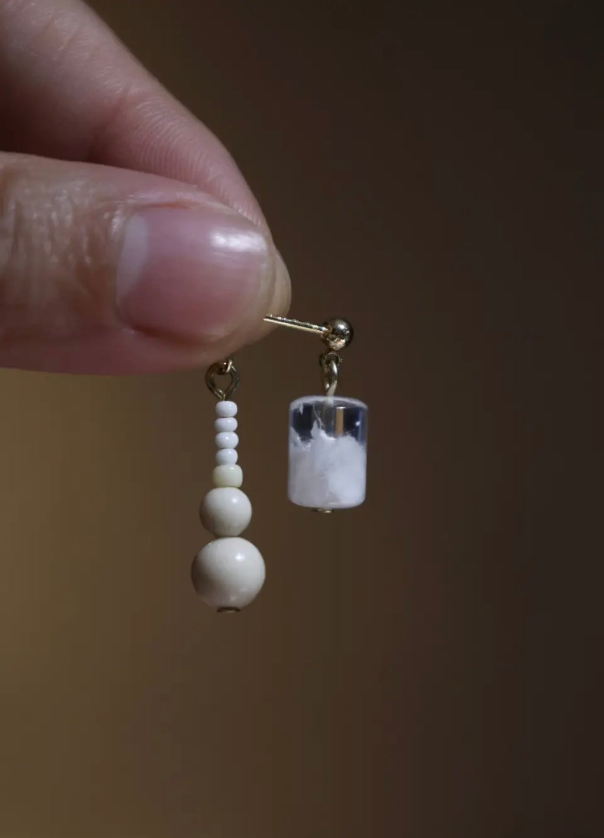 Handmade Snow Beaded Earrings