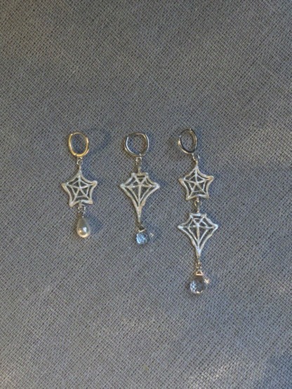 Handmade Spider Web Star Gemstone Silver Single Earring