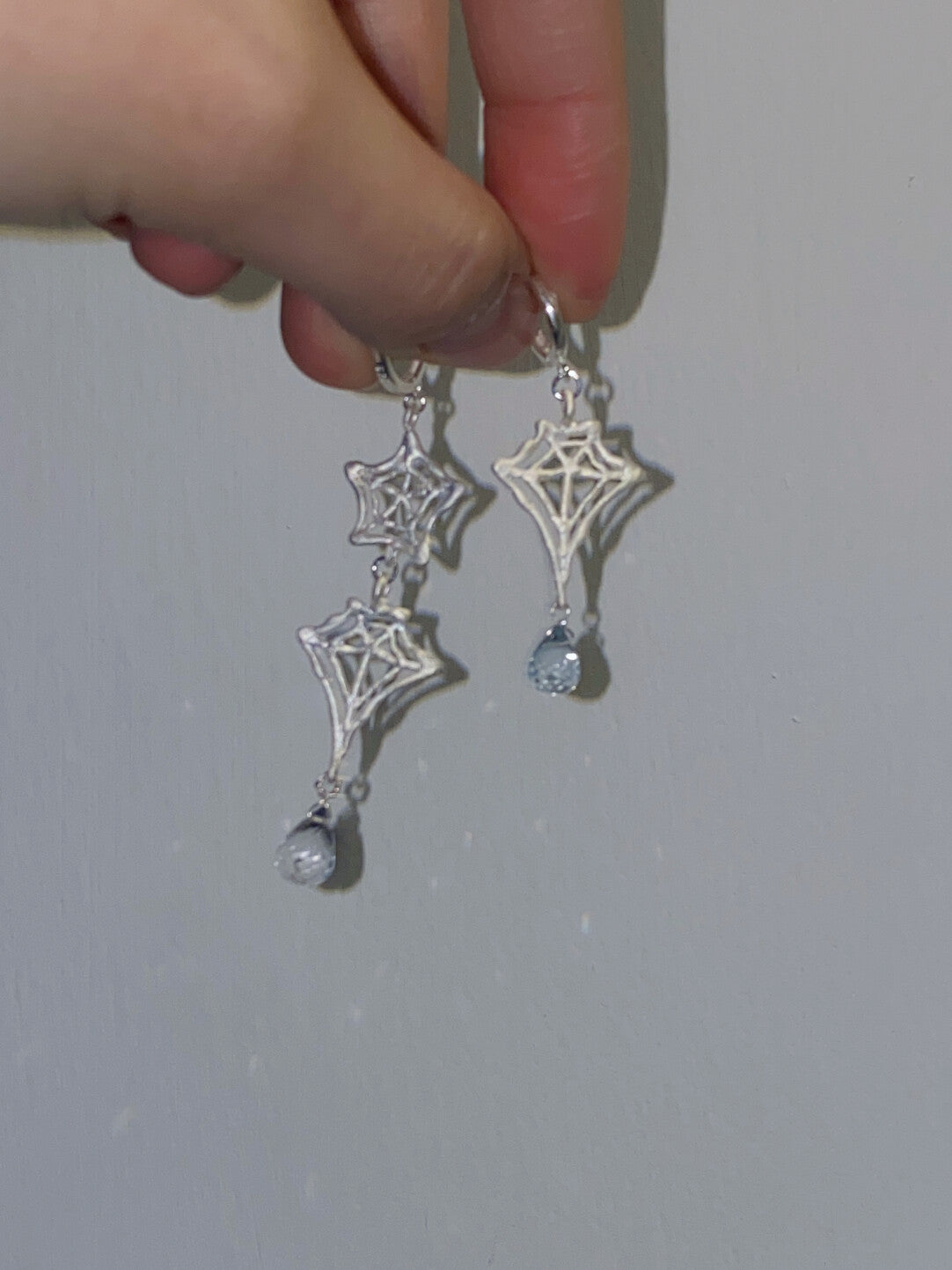 Handmade Spider Web Star Gemstone Silver Single Earring