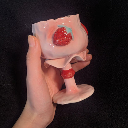 Handmade Strawberry Ceramic Goblet