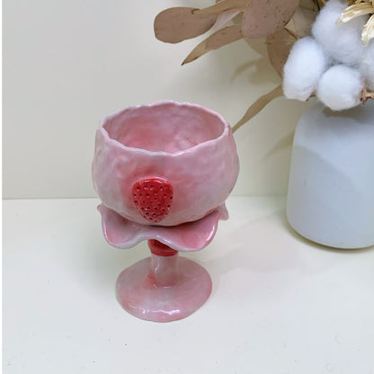 Handmade Strawberry Ceramic Goblet