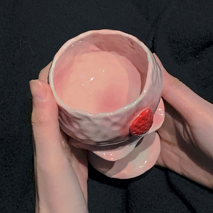 Handmade Strawberry Ceramic Goblet