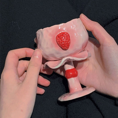 Handmade Strawberry Ceramic Goblet