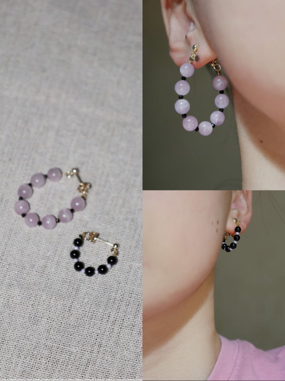 Handmade Summer Light Purple Asymmetrical Earrings