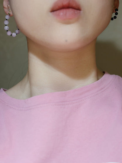Handmade Summer Light Purple Asymmetrical Earrings