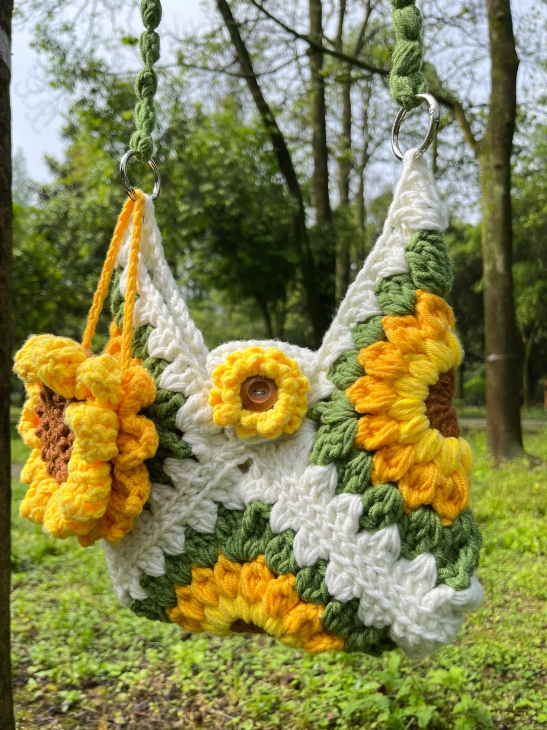 Handmade Sunflower Crochet Shoulder Bag