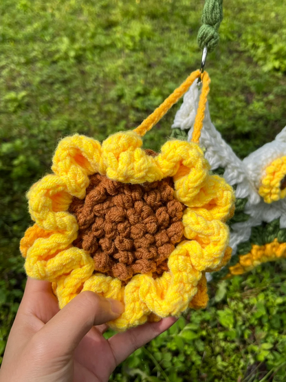 Handmade Sunflower Crochet Shoulder Bag