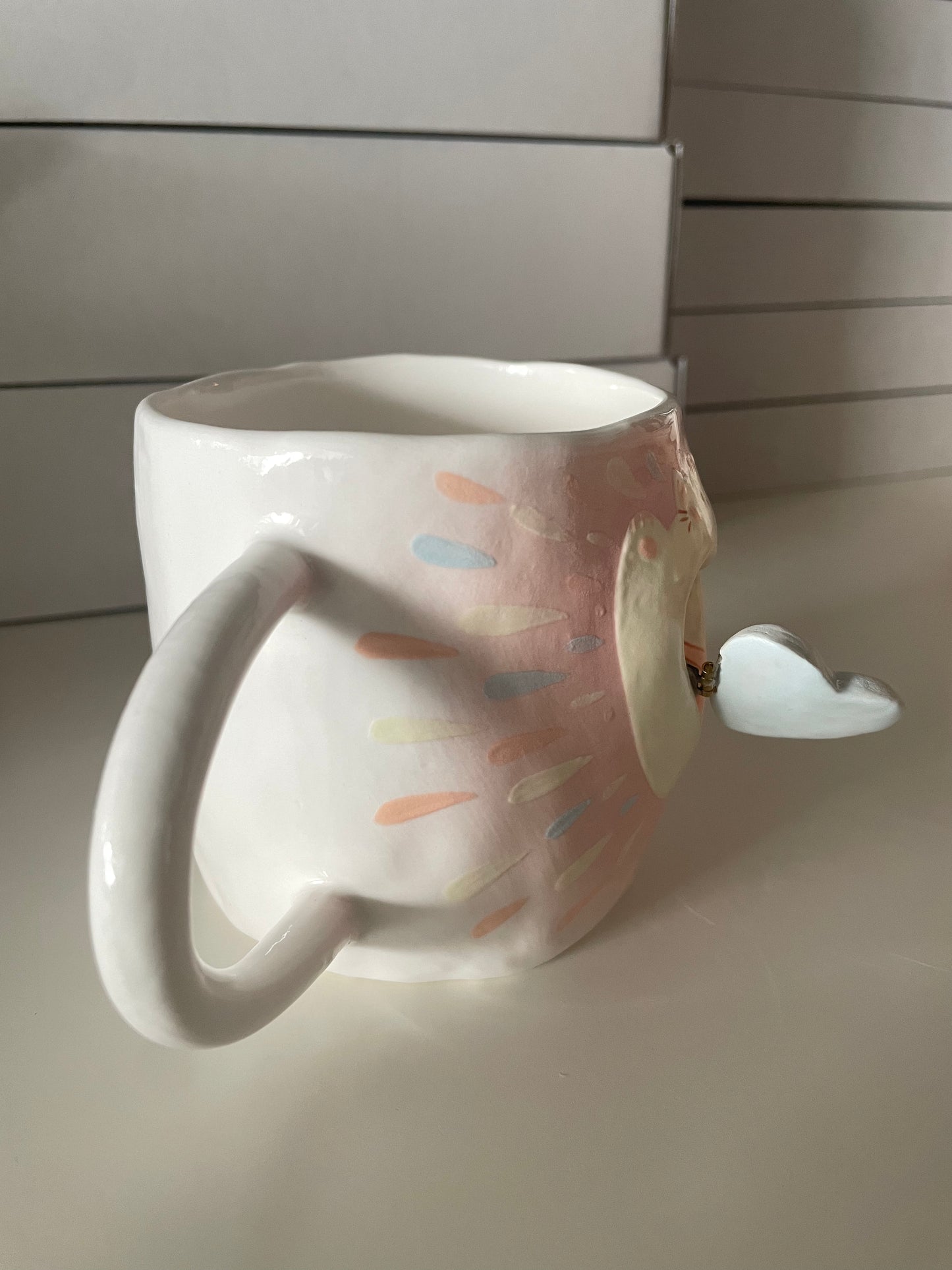 Handmade Surprise Cat's Heart Ceramic Cup