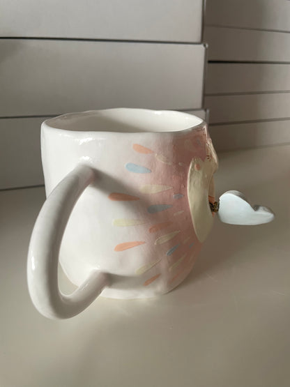 Handmade Surprise Cat's Heart Ceramic Cup