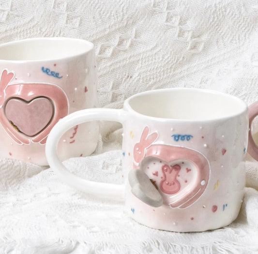 Handmade Sweet Bunny's Heart Ceramic Cup